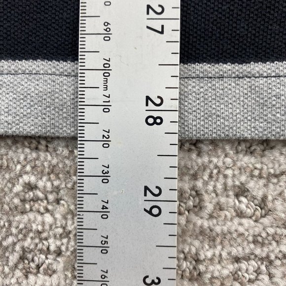 Tommy Hilfiger Polo Shirt Men Medium M Black Gray Stripe Casual Golf Embroidered - Picture 8 of 8